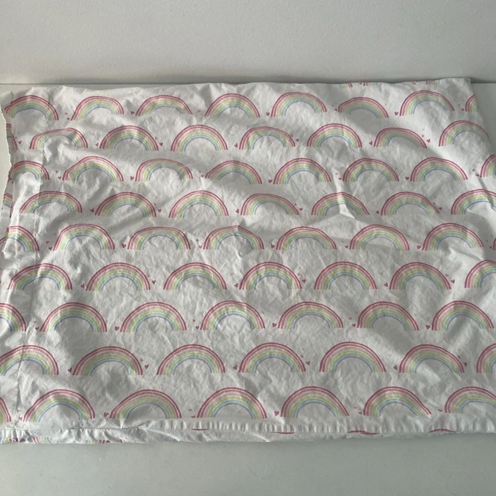 Pottery Barn Kids Rainbow Hearts TWIN Fitted Sheet & Standard Pillow Case
